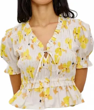 Rails Fontaine Short Puff Sleeve Top In White