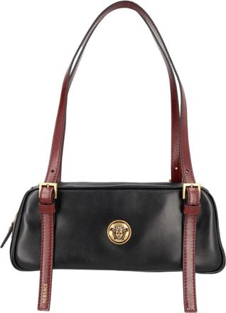 Versace Black Gold-Tone Accent Lambskin Shoulder Bag