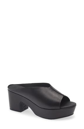 Chocolat Blu Gito Platform Slide Sandal in Black Leather at Nordstrom, Size 7.5