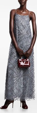 Emporio Armani Womens Silver Sequin A-line Dress - Light Grey Textile - Size EU 46 (Womens)