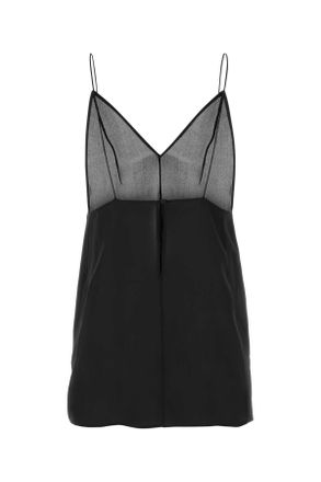 Khaite Womens Black Silk Talsie Top Exterior: Maglie Sweater