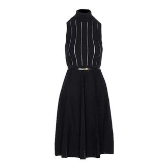 Elisabetta Franchi Midi Dresses, female, Black, Size: S Abito in maglia con trama &agrave; jo