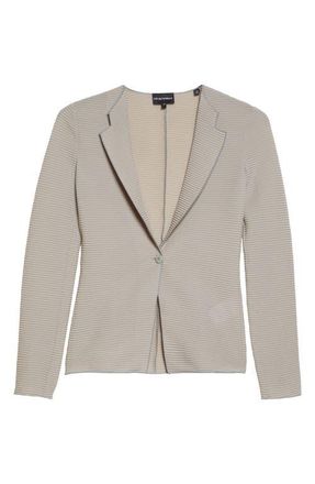 Emporio Armani One-Button Rib Jersey Jacket in Beige Multi at Nordstrom, Size 16 Us