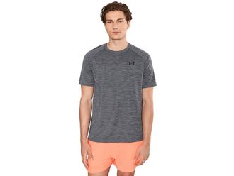 Under Armour Tech Textured Short Sleeve T-Shirt Mens Workout Castlerock/Black : LG