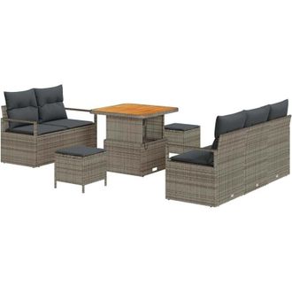 vidaXL Vidaxl - Conjunto De Sof&aacute; De Jard&iacute;n Con Coj&iacute;n 8 Pcs Gris 80 X 80 X 71 Cm