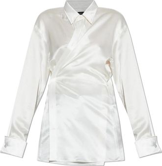 Balenciaga Wikkelshirt - Dames - Overhemden - Wit - XS - Satijn - Overhemden