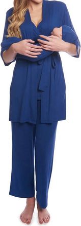 Everly Grey Analise 5 Piece Pajama Set In Denim Blue