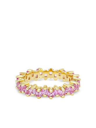 Suzanne Kalan 18kt geelgouden Princess ring met roze saffier