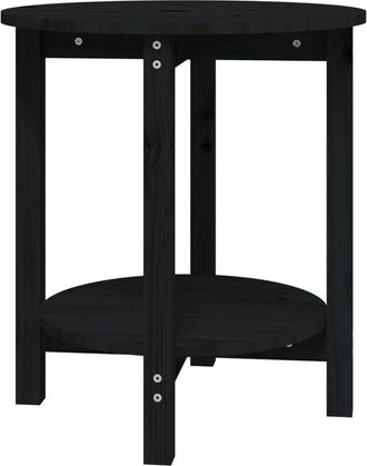vidaXL Mesa de centro de madera maciza de pino negro Ø55x60 cm vidaXL