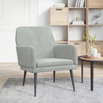 vidaXL Sill&oacute;n De Terciopelo Gris Claro 62x79x79 Cm Vidaxl