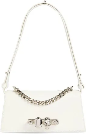 Alexander McQueen Mini Jewelled Shoulder Bag in White/silver at Nordstrom