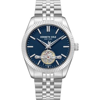 Kenneth Cole Open Heart Automatic Bracelet Watch, 43mm in Silver at Nordstrom