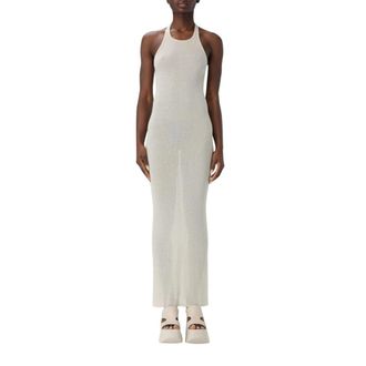 Rick Owens Knitted Dresses, female, Beige, 2XS, Ribbed Knit Maxi Dress