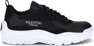 Valentino Garavani Black Calf Leather Bos Taurus Chunky Mens Sneakers