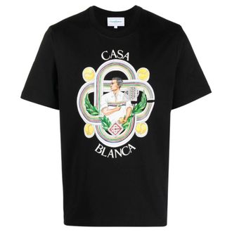 Casablanca Mens Le Joueur Design Black T-Shirt Cotton - Size X-Large