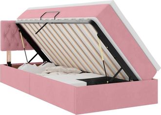 vidaXL Storage Bed with Mattress with Storage Pink 90 x 200 cm Velvet vidaXL