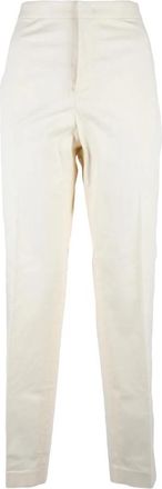 Fabiana Filippi Rechte Broek - Dames - Straight fit broeken - Beige - M - Leer - Broeken