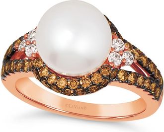 Le Vian Ladies Pearl Rings set in 14K Strawberry Gold