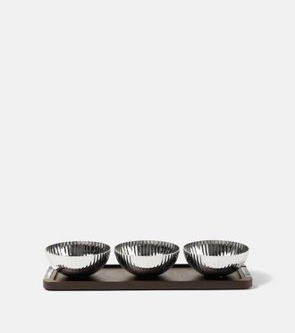 Georg Jensen Bernadotte bowls and tray set by Sigvard Bernadotte