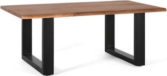 Giner&Colomer Mesa de centro con tapa de madera maciza de acacia y patas de metal