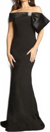 Jovani Fitted Off The Shoulder Evening Dress In Black