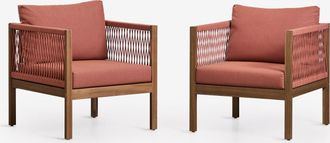 Sklum Pack De 2 Sillones De Jard&iacute;n Con Reposabrazos En Madera De Acacia Branson Sklum