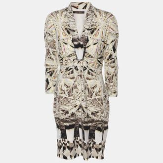 Roberto Cavalli Multicolor Printed Stretch Satin Mini Dress