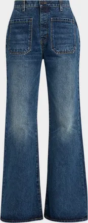 Nili Lotan Florence Patch-Pocket Flare Denim Jeans