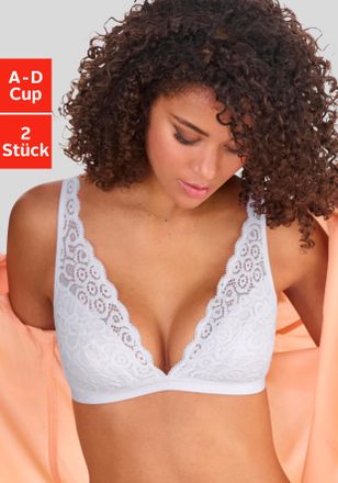 Petite Fleur Bralette-BH PETITE FLEUR, Damen, Gr. 70, Cup C, weiss (2xwei&szlig;), Spitze, Obermaterial: 90% Polyamid, 10% Elasthan, BHs Bralette-BH, ohne B&uuml;gel aus Spit