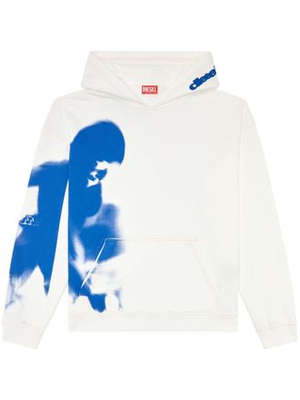 Diesel S-Boxt Smudgy-print hoodie - men - Cotton - M - White
