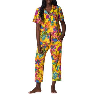 Bedhead Pajamas Print Stretch Organic Cotton Jersey Crop Pajamas in Jacobean Floral at Nordstrom, Size X-Small