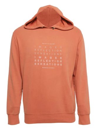 Brunello Cucinelli slogan-print cotton hoodie - Orange