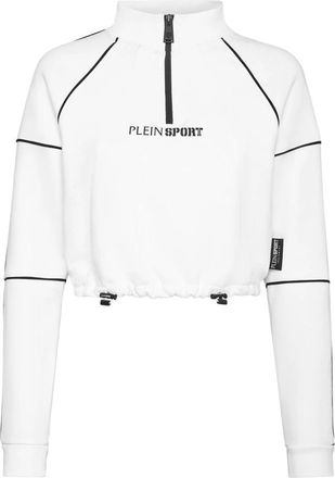 Plein Sport Fleece Cropped Anorak - Dames - Outdoorjassen - Wit - XL - Katoen - Fitness