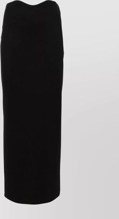 Staud scallop-waist long straight skirt