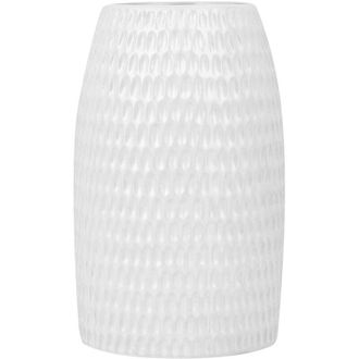 Beliani Beliani - Jarr&oacute;n Decorativo De Gres Blanco 25 Cm Sala De Estar Dormitorio Contempor&aacute;neo Linzi