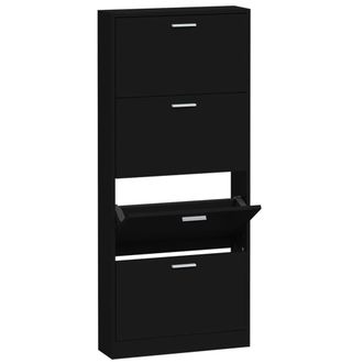vidaXL Mueble Zapatero Madera Contrachapada Negro 59x17x150 Cm Vidaxl