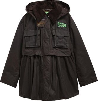 Ganni Neutral Barbour X Ganni Waxed Cotton Coat