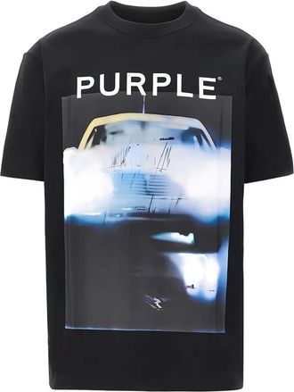 Purple T-shirt met grafische print - Zwart