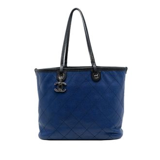Chanel Tweedehands Gequiltede Kaviaar Shopping Fever Tote