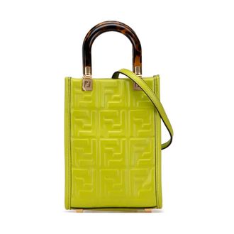 Fendi Pre-owned Handbags, female, Green, Size: ONE SIZE Pre-owned Mini Handbag with Embossed Pattern