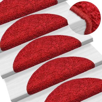 Berkfield Home Carpet Stair Treads 15 pcs Red 65x21x4 cm | Size: Medium