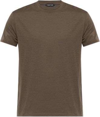 Tom Ford Lyocell Katoen Ronde Hals T-shirt - Heren - T-shirts - Bruin - 2XL - Katoen - Tops