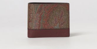 Etro Portafoglio bifold in cotone spalmato con stampa Paisley e logo Pegaso