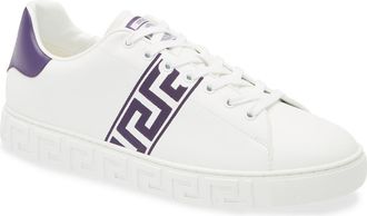 Versace Barocco Greca Jacquard Low Top Sneaker in 2W3D0 White Wood at Nordstrom, Size 11Us