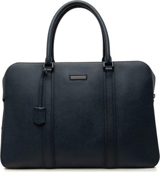 Burberry Navy Leather Briefcase (Pre-Owned)