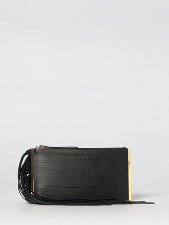 Elisabetta Franchi Nappa Leather Clutch with Fringes