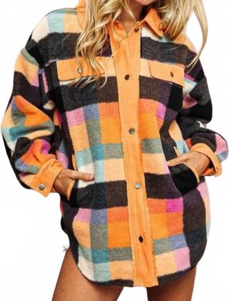 Bibi Vintage Oversized Shacket In Orange