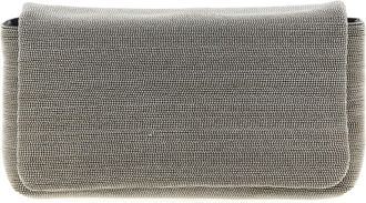 Brunello Cucinelli Silver Leather Clutch Womens Bag