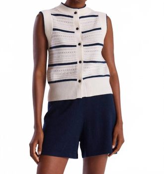Brodie Taylor Cashmere Tank Top In Navy/white