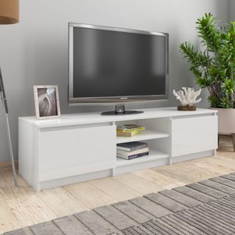vidaXL Vidaxl - Mueble Tv Madera Contrachapada Blanco Brillante 140x40x35,5cm